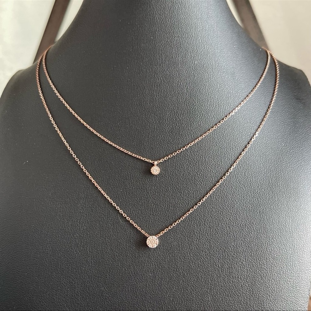Sterling Silver Layered Rose Gold Necklace